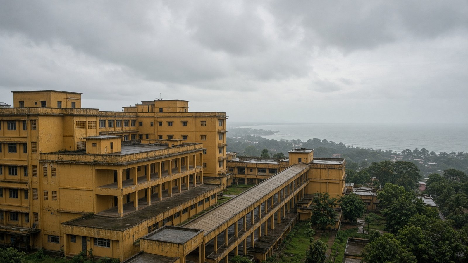GMC Kozhikode. Hospital wings in the Kozhikode haze.